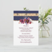 Burgundy Navy und Gold Wedding Information Guest Begleitkarte (Stehend Vorderseite)