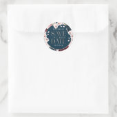 Burgundy & Navy Wasserfarbe Florals Save the Date Runder Aufkleber (Tasche)