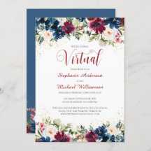 Burgundy Navy Wasserfarben Virtual Wedding