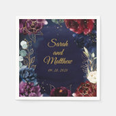 Burgundy Navy Wedding 5" Square Cocktail Napkins Serviette (Vorderseite)