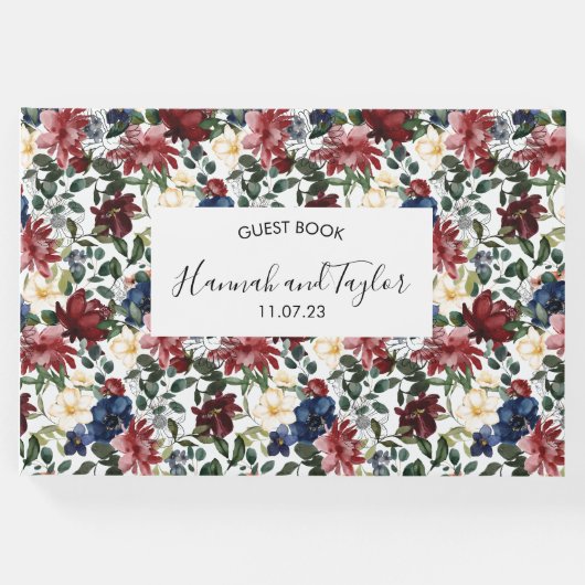 Burgundy Navy Wedding Gästebuch (Vorderseite)