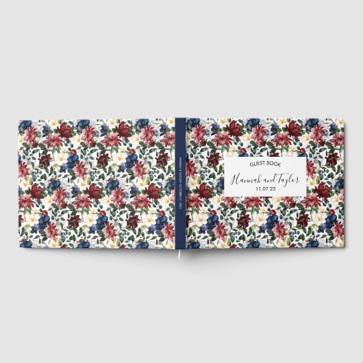 Burgundy Navy Wedding Gästebuch (Voll)