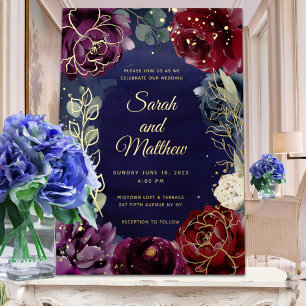 Burgundy Navy Wedding Gold Folieneinladung
