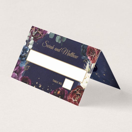 Burgundy Navy Wedding Guest Cards (Vorderseite)
