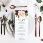 Burgundy Navy Wedding Menü und Dankeschön Karte<br><div class="desc">Doppelseitiges Menü und Vielen Dank Karten! Verwenden Sie nur als Menü, indem Sie Elemente von der Rückseite löschen. Oder bearbeiten Sie einfach das Menü und danke Ihnen Platzkarte! Dieses Design besticht durch einen hübschen Script-Schriftart und einen hübschen Bouquet mit bordeauxfarbenen Blumen. Sehen Sie sich die gesamte Kollektion an, um mehr...</div>