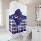 Burgundy Navy White Madras Kariert 1ICB Ribbon Nam Duschvorhang (Beispiel)