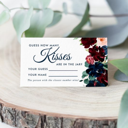 Burgundy & Navy Wie viele Kisses Showspielkarte Platzkarte