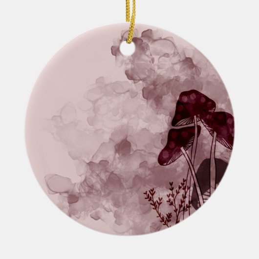 Burgundy Neon Mushrooms Keramik Ornament (Vorne)