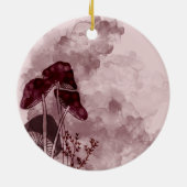 Burgundy Neon Mushrooms Keramik Ornament (Hinten)