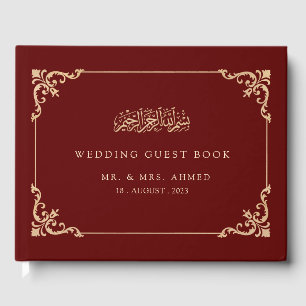 Burgundy Nikah Islamische Hochzeit Gästebuch