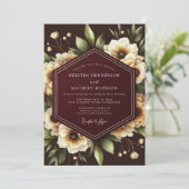 Burgundy Nocturne Bloom Wedding Einladung (Stehend Vorderseite)