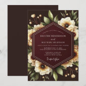 Burgundy Nocturne Bloom Wedding Einladung (Vorne/Hinten)