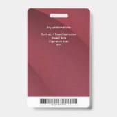 Burgundy Nurse ID Abzeichen mit Foto & Barcode Ausweis (Rückseite)