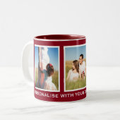 Burgundy oder Custom Color 3 Foto Personalisiert Zweifarbige Tasse (Vorderseite Links)
