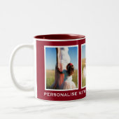 Burgundy oder Custom Color 3 Foto Personalisiert Zweifarbige Tasse (Links)
