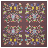 Burgundy Ojibwe Blumenmuster Stoff (Muster)