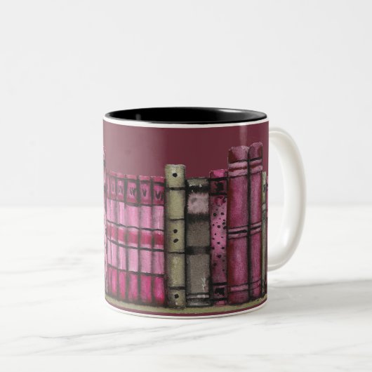 Burgundy Old Book Library Zweifarbige Tasse (VorderseiteRechts)