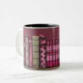 Burgundy Old Book Library Zweifarbige Tasse (Vorderseite Links)