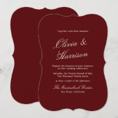 Burgundy Old Money Calligraphy Wedding Invitation Einladung (Vorne/Hinten)