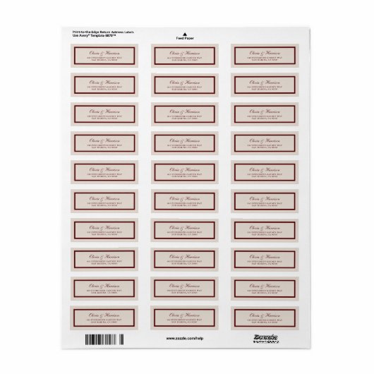 Burgundy Old Money Wedding Return Address Label (Vorne)