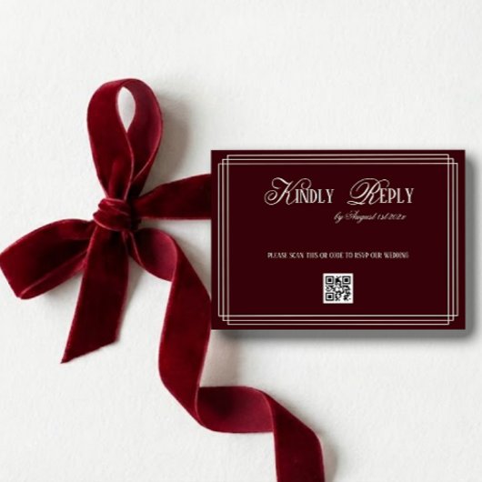 Burgundy Old Money Wedding RSVP Karte