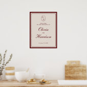 Burgundy Old Money Wedding Welcome Sign Poster (Küche)