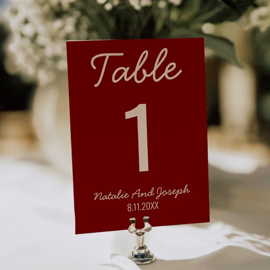  Burgundy Old Money Whimsical Wedding Table Number Einladung