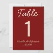  Burgundy Old Money Whimsical Wedding Table Number Einladung (Vorderseite)