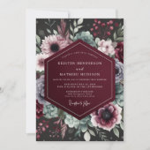 Burgundy Opulent Bloom Wedding Einladung (Vorderseite)