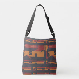 Burgundy Orange Black Southwest Abstract Design Tragetaschen Mit Langen Trägern