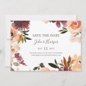 Burgundy Orange Bloral Horizontal Save the Date (Vorderseite)