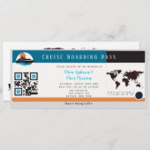 Burgundy Orange Blue Cruise Boarding Pass Wedding Einladung (Vorne/Hinten)