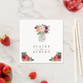 Burgundy Orange Blume Mason Jar Wedding Paper Serviette (Beispiel)