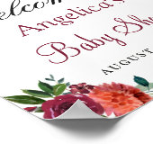 Burgundy Orange Blumenmason Jar Baby Duschzeichen Poster (Ecke)