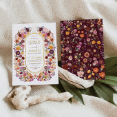 Burgundy Orange Fall Wildblume Garden Wedding Einladung