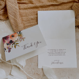 Burgundy Orange Floral | Beige Dankeskarte