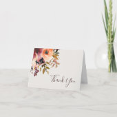Burgundy Orange Floral | Beige Dankeskarte (Vorderseite)
