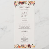 Burgundy Orange Floral | Beige Hochzeitsprogramm Programm (Vorderseite)