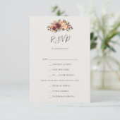 Burgundy Orange Floral Beige Menü Auswahl RSVP Kar (Stehend Vorderseite)