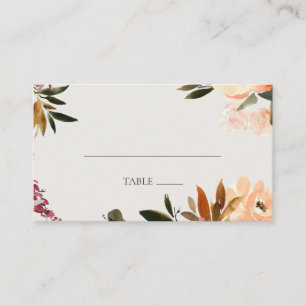 Burgundy Orange Floral Beige Platzkarte