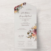 Burgundy Orange Floral | Beige Siegel und Senden All In One Einladung (Innen Boden)