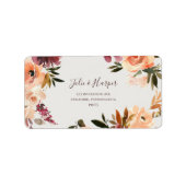 Burgundy Orange Floral | Beige UAWG-Adressetikette Adressaufkleber (Vorne)