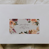 Burgundy Orange Floral | Beige UAWG-Adressetikette Adressaufkleber