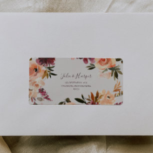 Burgundy Orange Floral   Beige UAWG-Adressetikette Adressaufkleber