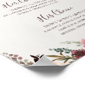 Burgundy Orange Floral | Beige Unterzeichnungsgetr Poster (Ecke)