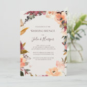 Burgundy Orange Floral | Beige Wedding Brunch Einladung (Stehend Vorderseite)