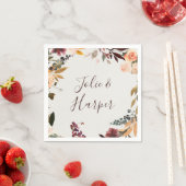 Burgundy Orange Floral | Beige Wedding Napkins Serviette (Beispiel)