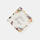 Burgundy Orange Floral | Beige Wedding Napkins Serviette (Ecke)