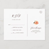 Burgundy Orange Floral Beige Wedding RSVP Postcard Postkarte (Rückseite)