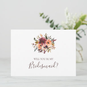 Burgundy Orange Floral Bridesmaid Vorschlagskarte Einladung